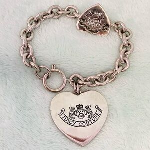 Juicy Couture - Love G&P Silver-Tone Heart Charm Lobster Closure - 8” Bracelet